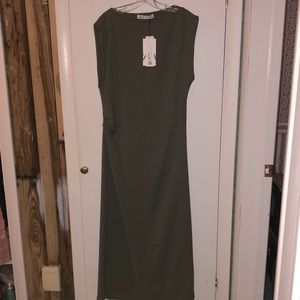 NWT Zara olive green maxi dress, size XL.